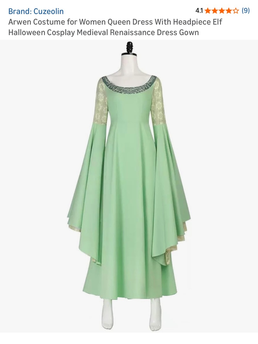 Women's Mint Green Arwen Queen Elf Renaissance Dress